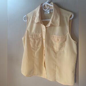 Sleeveless Button Up Top in Pale Yellow by Bentley